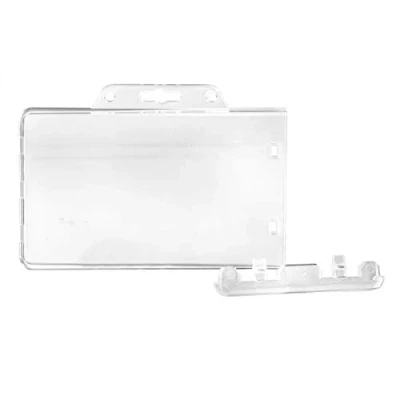 Image de Porte carte d’identification avec verrouillage permanent, transparent horizontal, badge en plastique dur