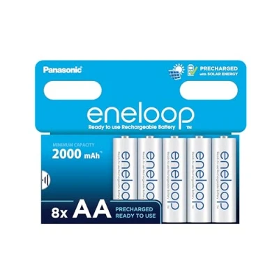 Image de eneloop, Piles Rechargeables AA/Mignon, Lot de 8, capacité Min. 2000 mAh, Ni MH, prêt à l&#039;emploi, jusqu&#039;à Fois, Emballage sans Plastique, Standard, Blanches