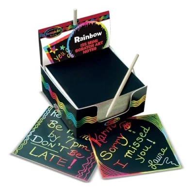 Image de Melissa &amp; Doug Scratch Art Pack 125 Mini Feuilles Arc en Ciel, 15945, Cube