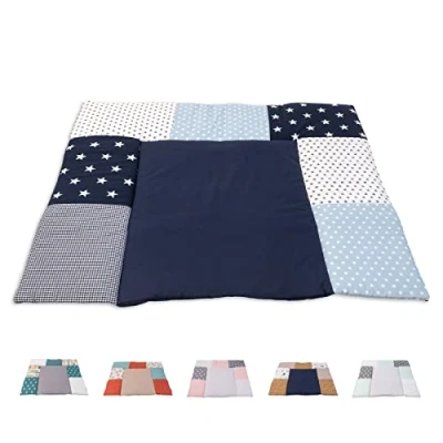 Image de ULLENBOOM ® Matelas á langer Bebe 85x75 cm, 100% matériaux OEKO TEX (Made in EU), Bleu clair Gris à Lavable et adapté aux déplacements
