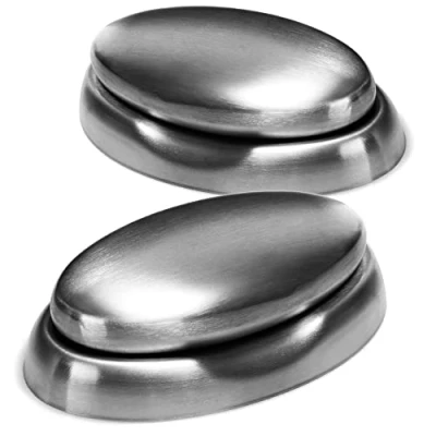 Image de com four® 2X Savon Anti Odeur avec Bol en Acier Inoxydable neutralisant d&#039;odeurs Porte antirouille élimine Les odeurs désagréables (02 pièces Savon/Bol)