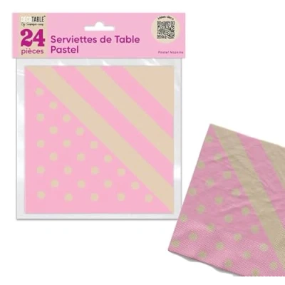 Image de SERVIETTES DE TABLE PASTEL X 24 ROSE