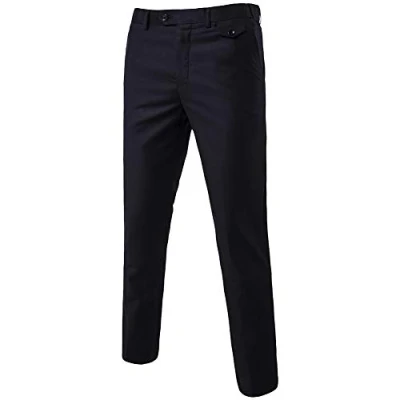 Image de MISSMAO Homme Pantalon Anti Rides Taille Haute Coton Tube Droite Décontracté Noir XL