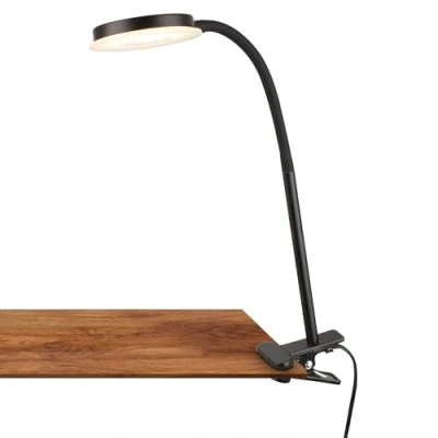 Image de BRILONER Lampe pince LED avec interrupteur à fil, lumière blanche chaude, orientable, lampes pince, bureau, table, chevet, 26x10,5x37 cm, noir