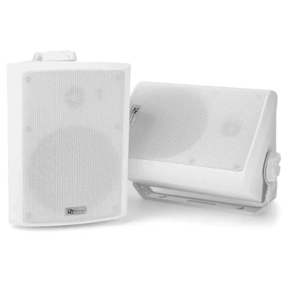 Image de Power Dynamics WS40A Enceintes Bluetooth 2 Voies 200 Watts, Blanc 4&quot;, Livré par Paire avec Étrier de Fixation, Utilisation Intérieur ou Extérieur IP55, Télécommande Incluse