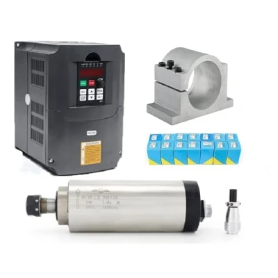 Image de RATTMMOTOR moteur de broche refroidi par air,2.2 kW,220 V,Runout off,0.01 mm,Avec pince fixation pour 80 mm,Pour fraiseuse CNC.
