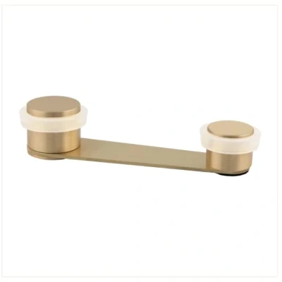 Image de Butée de porte rotative Fixation adhésive ou avec vis + cheville Pour jusqu&#039;à 50 mm, laiton EVI Herrajes (laiton mat caoutchouc blanc)