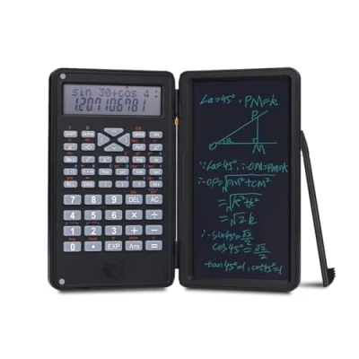 Image de Calculatrice Scientifique à 240 Fonctions, Tableau d&#039;écriture de 6 Pouces, Stylet électronique Inclus, Couvercle Protection, Bouton Commande, Batterie 1 x CR2025, Couleur Noire