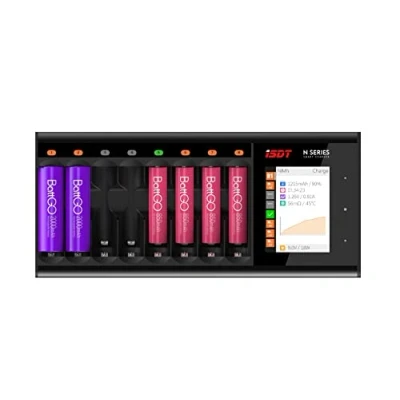 Image de ISDT N8 Chargeur de Batterie 8 Slots AA AAA Eneloop NI MH CD Li lon LiHv Life Piles Écran LCD Chargement la Déchargement Cyclisme Activation Coque en Alliage d&#039;aluminium