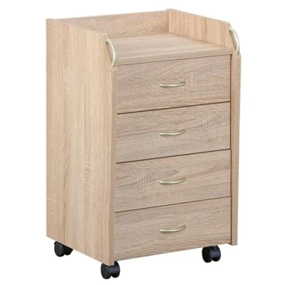Image de Inter Link Caisson à roulettes avec tiroirs de bureau sur pied Armoire Commode 4 Chêne Sonoma Novi