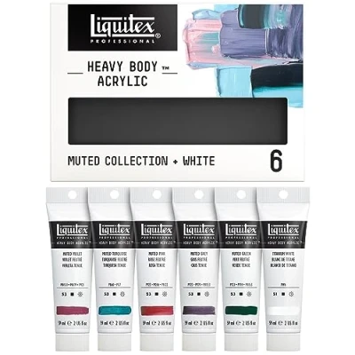 Image de Liquitex Professional Acrylique Heavy Body Set Muted Collection + Blanc 6X59ml
