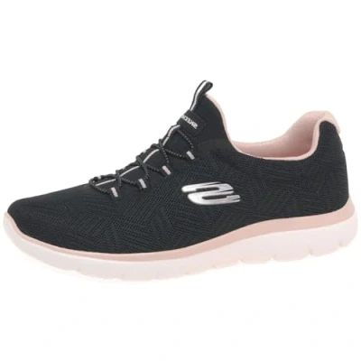 Image de Skechers Femme Summits Artistry Chic Basket, Bordure en Maille Noire Rose Clair, 42 EU