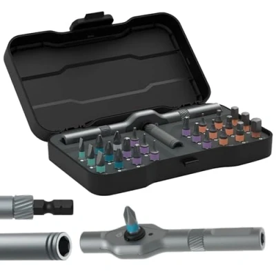 Image de Diy Screwdriver 24 In 1, 24Pcs Precision Ratcheting Set, Dodorado 1 Set Rechargeable, Detachable T Ratchet Handle for Furniture Bicycle Computer Watch Maintenance(1pcs)