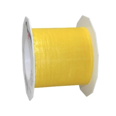 Image de C.E. Pattberg SHEER jaune Ruban en Organza scintillant et soyeux, Rouleau de 25 m, Largeur 72 mm, Accessoire Décoration &amp; Bricolage, Décoratif pour Présents Table Fête
