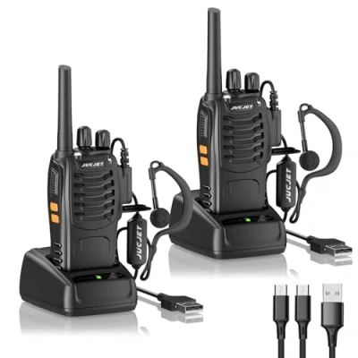 Image de Talkie Walkie Longue portée 88E(Version Mise à Niveau du 888S) Talkies Vox Rechargeable Pmr 446 MHz 16 Canaux, avec des écouteurs Originaux Construit en Torche LED (2 pcs)