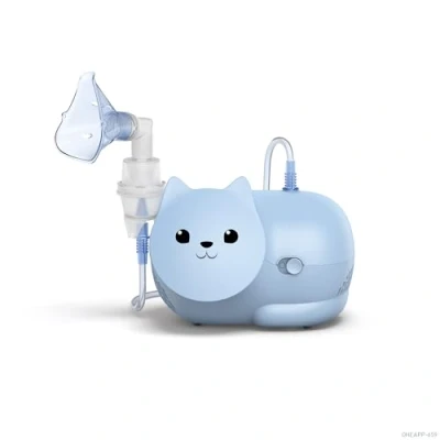 Image de OMRON Nami Cat nébulisateur, inhalateur à compresseur spécialement développé pour les enfants et permettant de traiter domicile la toux rhumes, bronchite, l’asthme, bien d’autres