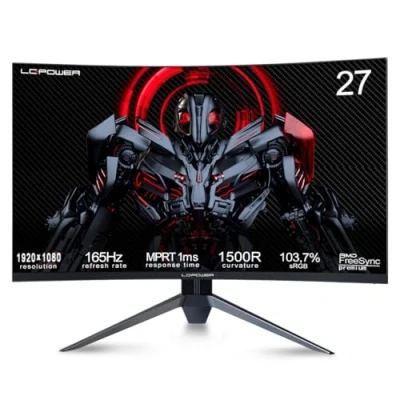 Image de LC POWER 27&#039;&#039; Ecran PC Gaming Incurvé 1500R, Moniteur Dalle VA, Résolution FHD (1080P), 165Hz, sRGB 103%, Lunette Ultra Mince,Prend en Charge HDMI/DP M27 165 C V3
